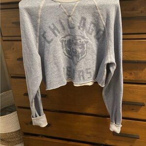 Junk Food Clothing Faded Light Blue Chicago Cropped Sweatshirt